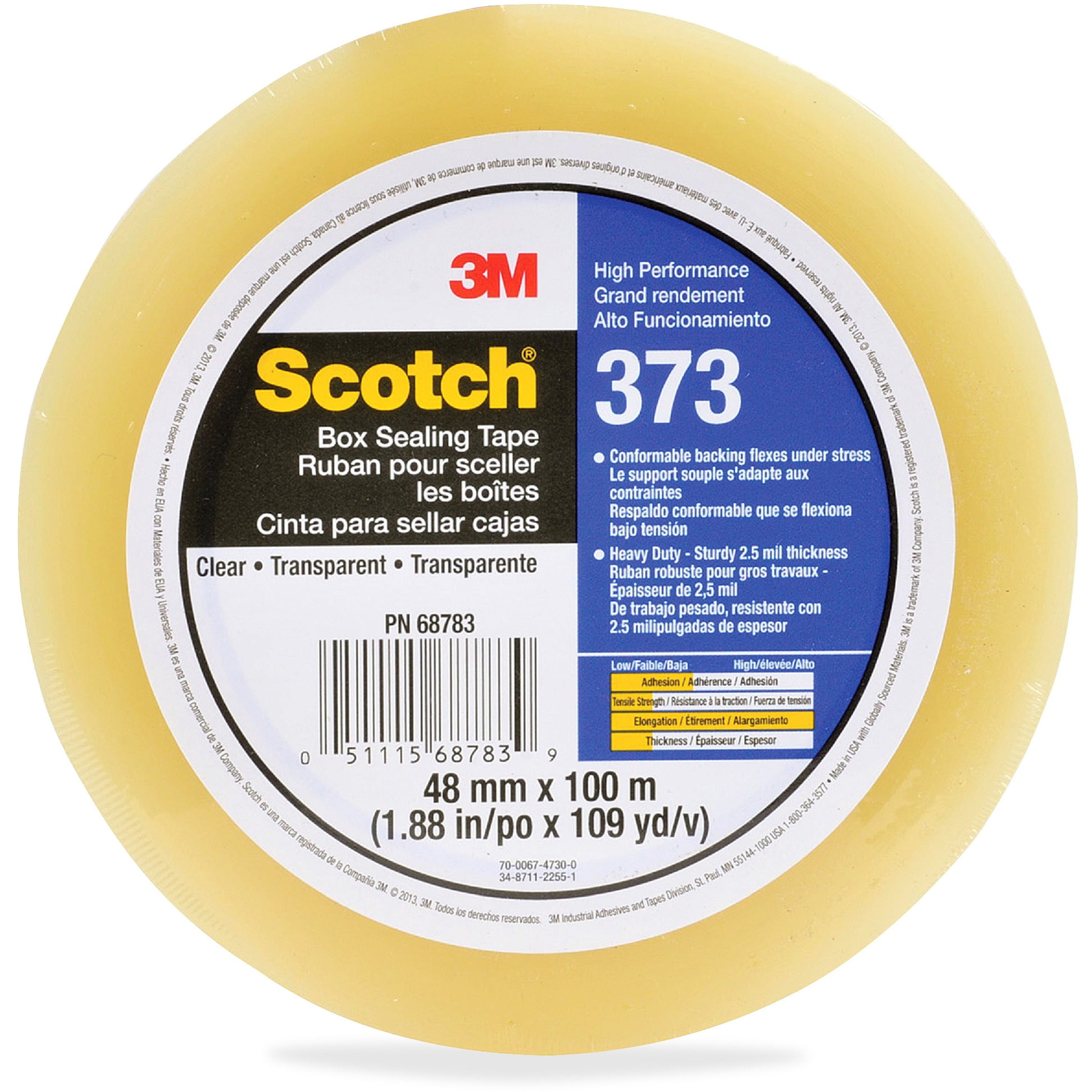 Scotch, MMM37348X100, 373 Box Sealing Tape, 36 / Carton, Clear