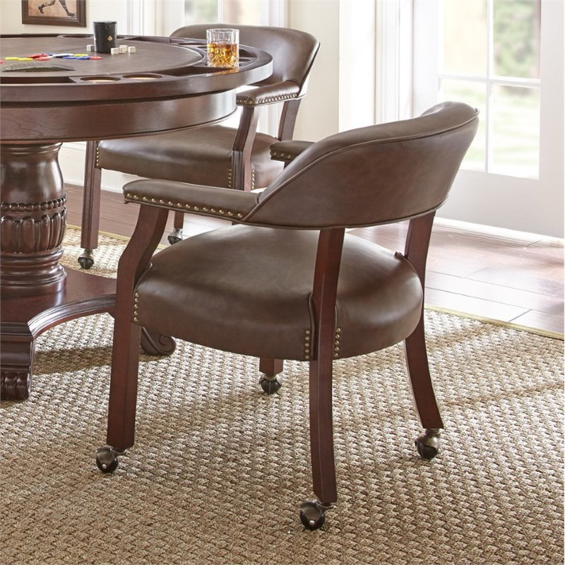 Steve Silver Tournament Captains Chair with Casters in Brown Walmart