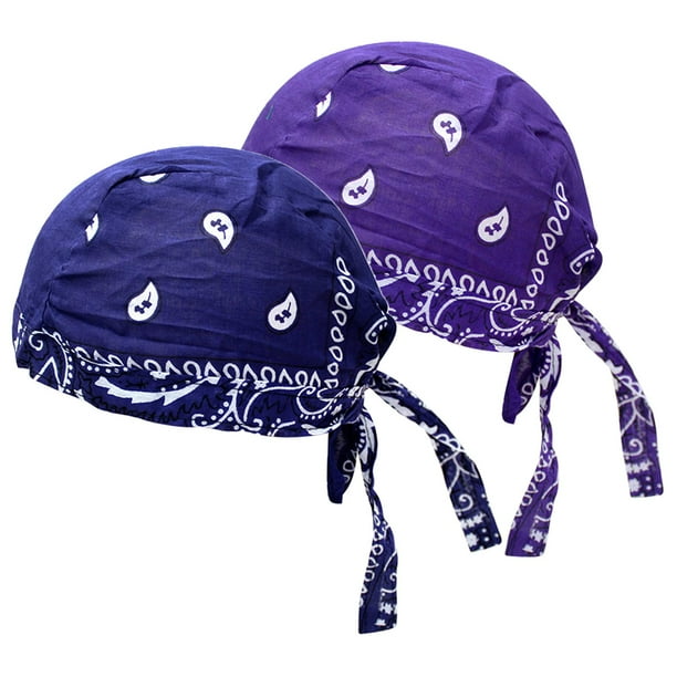 Forro para casco de ciclismo, gorro de pesca suave, gorro pirata, bandana, gorro, bufanda para la cabeza Azul púrpura
