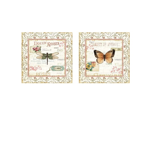 Great Art Now Rose Garden by Lisa Audit 2 Piece Print Art Set Each 12"W x 12"H