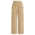 thumbnail image 7 of Women's Smocked Waist Pants Fashion Casual Solid Color Pants Pocket Elastic Waist Comfortable Fold Long Pants, 7 of 7