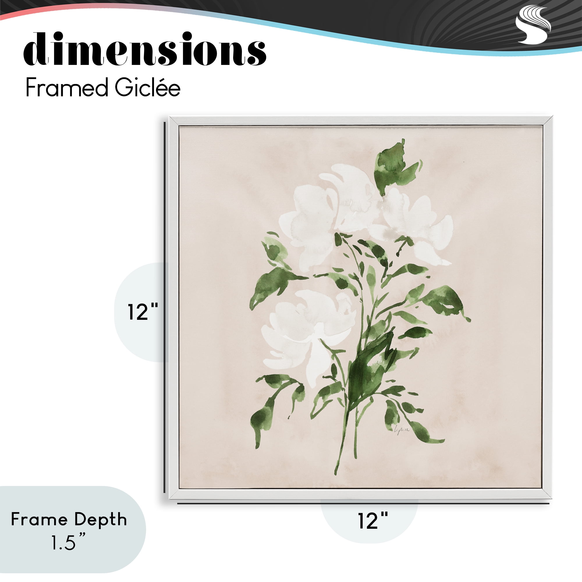 Stupell Industries White On Tan Blossom White Framed Giclee Art, design by Lucille Price