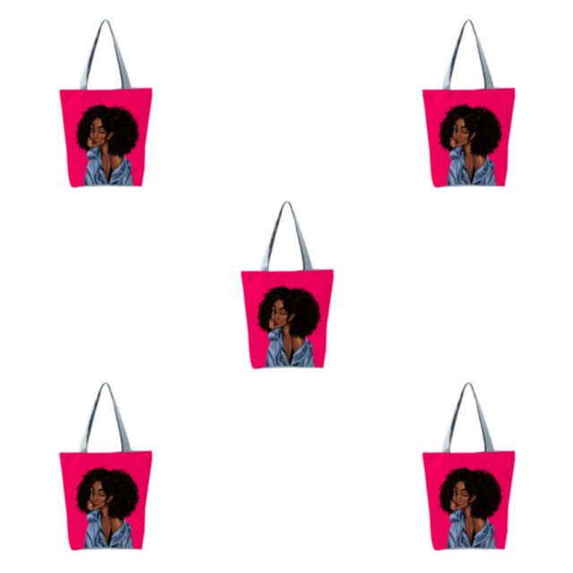 Minnieouse Cool Black Girl Bolso de lona - Estilo afro Exquisita artesanía Bolsos de gran capacidad Damas hl2110 Type2 NO2
