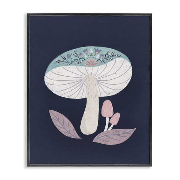 Stupell Industries Eclectic Floral Cottage Mushroom Black Framed Giclee Art, 11 x 14, by Metka Hiti