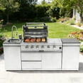 thumbnail image 3 of Daheat 46-Inch 4-Burner 72000 BTU Stainless Steel Gas Outdoor Kitchen Bar Barbecue Island Grill +Side Rotisserie + Granite Countertops + Storage Cabinets & Drawers + Stainless Steel Sink/Faucet, 3 of 11