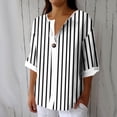 thumbnail image 2 of VEKDONE 3/4 Length Sleeve Stripe Tops for Women Summer Button Down V-Neck Tunic Tops Casual Loose Fit Lightweight Blouse Fashion Clothes White L, 2 of 5