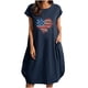 thumbnail image 2 of Puntoco Vestido Estampado De Dos Bolsillos Con Cuello Redondo Y Manga Corta De Color Liso Para Mujer Vestido De Cuello Redondo De Manga Corta Azul Marino Xxl,Regalos Para Mujer Joven, 2 of 4