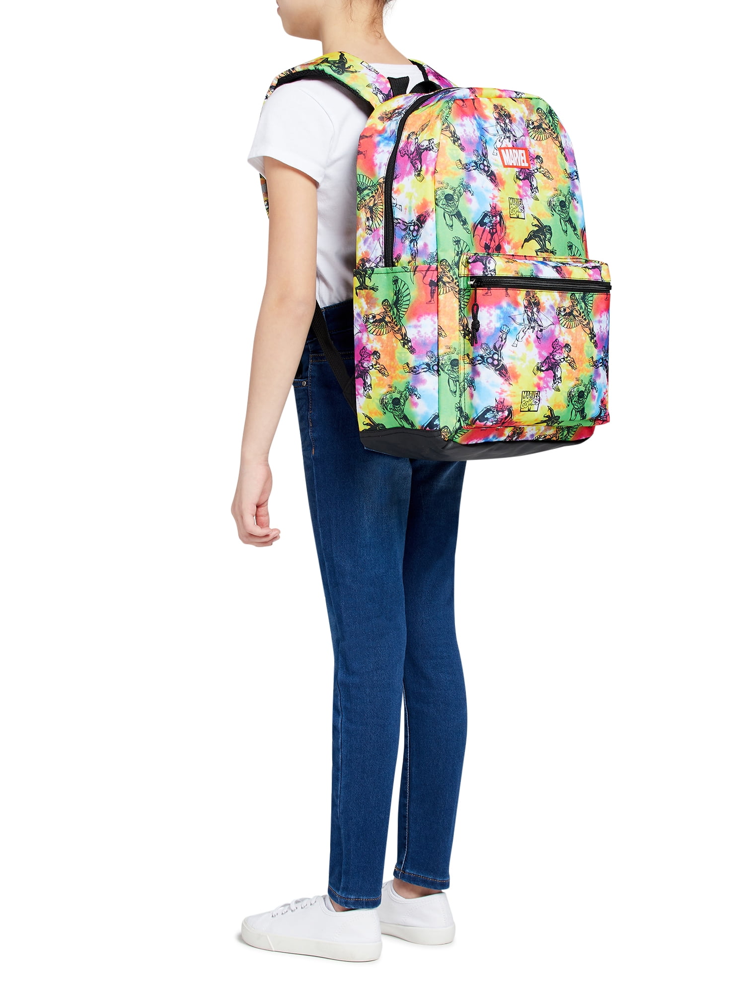 Marvel Comics Superheroes Unisex Printed Backpack Multi-Color Tie Dye