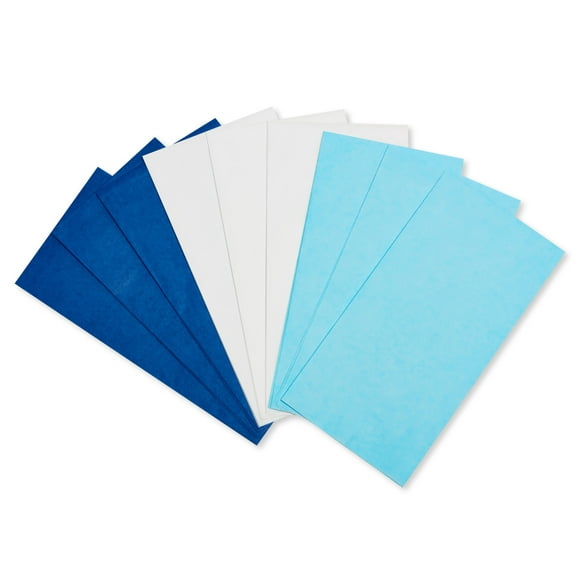 American Greetings - 125 feuilles de 20 x 20 po. Papier de soie en vrac (blanc et bleu) pour la fête des Pères, les anniversaires de naissance, les Fêtes et toutes les occasions.
