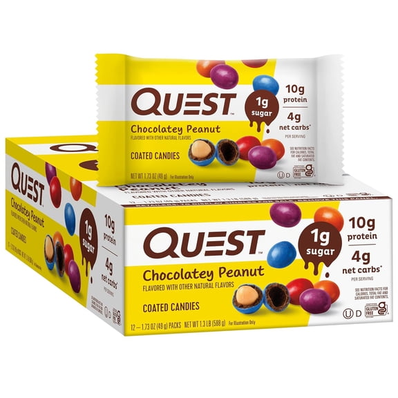 Quest Coated Candies, Chocolatey Peanut, 1g Sugar, Keto Friendly, 12 Count