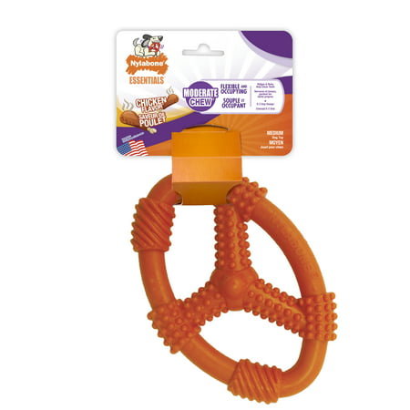 Nylabone Moderate Chew Flexible Oval Ring Dog Chew Toy, Chicken Flavor (Best Toys For Big Dogs)