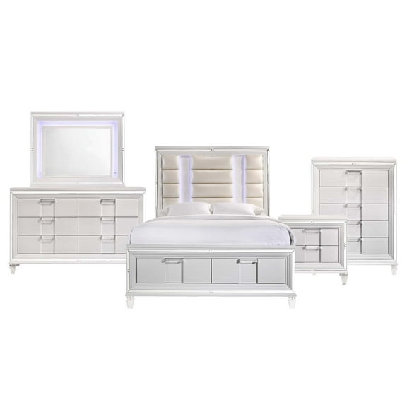 Picket House Furnishings Charlotte Queen Storage 5PC Bedroom Set in White