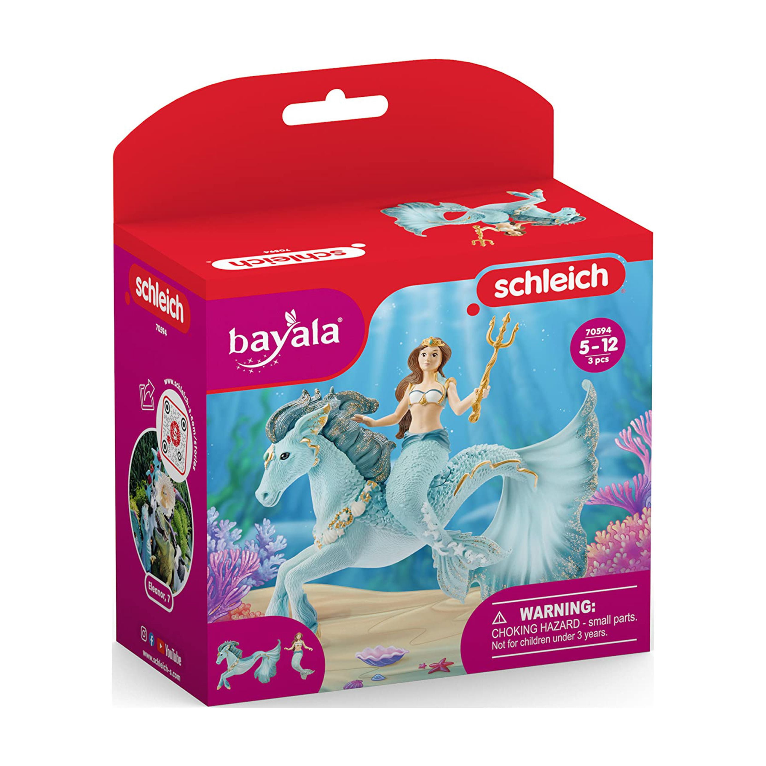 Schleich Bayala 3 PC Eyela Mermaid Toy with Underwater Horse Figurine and Trident