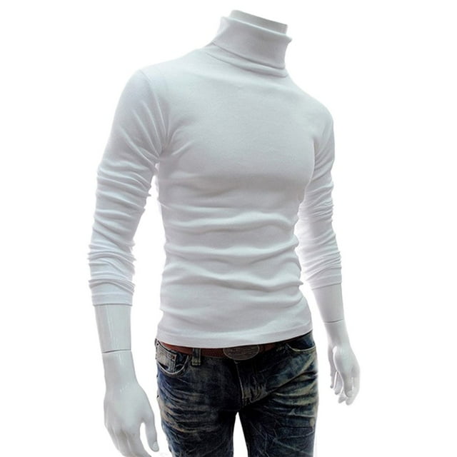 T-Shirt à Manches Longues Homme Automne Couleur Unie Mi-Haute