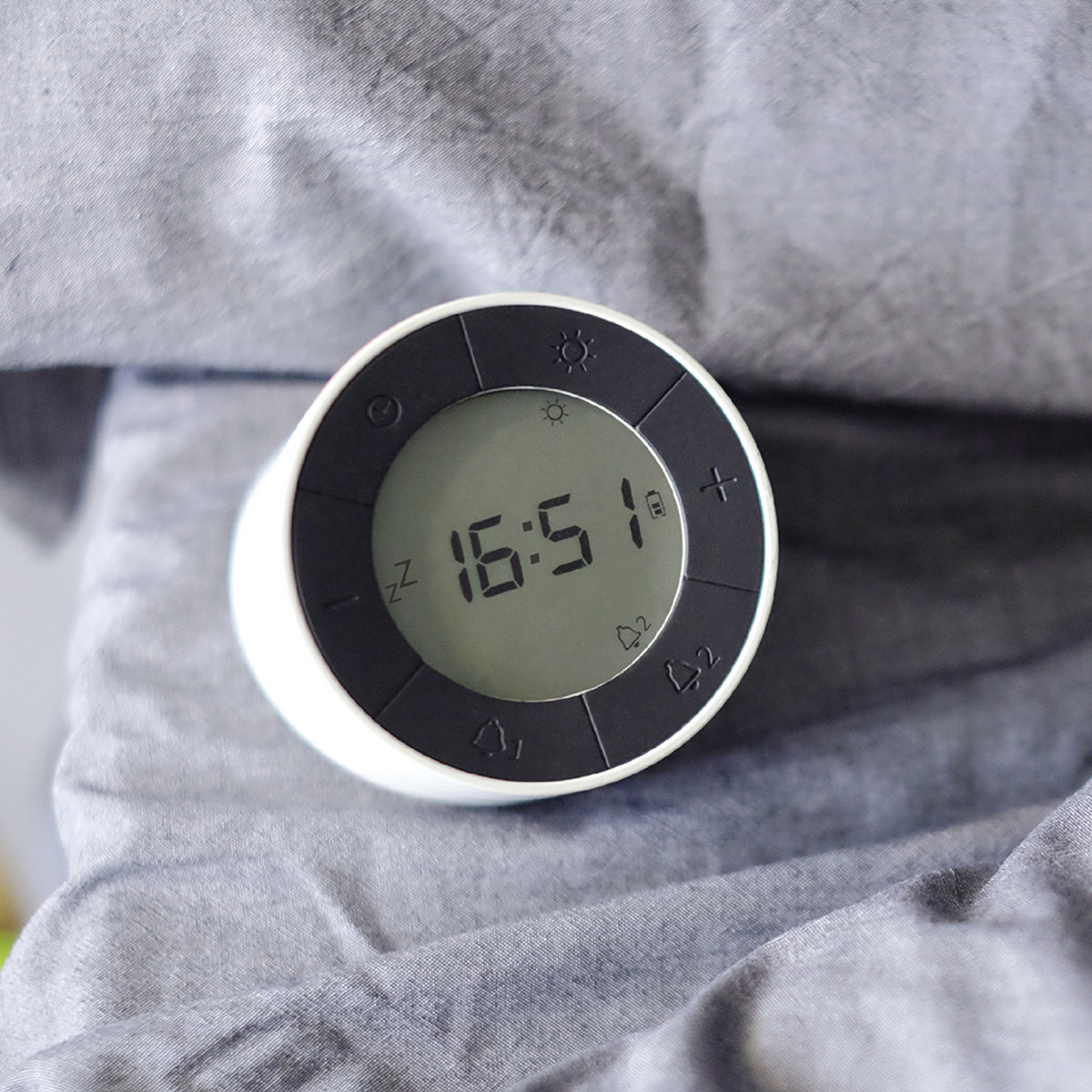 2IN1 Digital Alarm Clock LED Reversible Night Light Bedside Desk Lamp