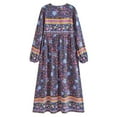 thumbnail image 3 of Vintage Chic Women Lace-up Tassel Ethnic Red Floral Print Vocation Beach Bohemian Maxi Dress Boho Dress Robe Kaftan, 3 of 3