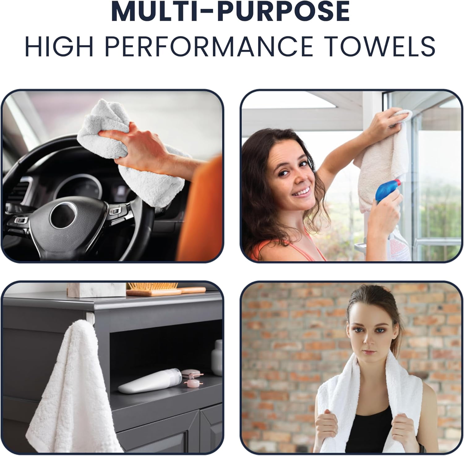 belem Fast Drying Hotel Towels - Pack of 72 (20x40) White Bath Towels Bulk- Lightweight Economy Bulk Towels - 5.5lb/dozen Super Absorbing, Soft & Durable Terry Towels for Commercial & Hotel Use