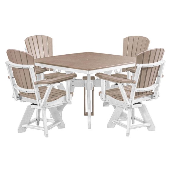 Five Piece Square Dining Height Dining Set in Weatherwood/White