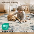 thumbnail image 4 of ODIKA 9'x12' Washable Area Rug Beige Vintage Geometric Distressed Southwestern Border Boho Ornate for Master Suite, California King, Under Bed, Non-Shedding, Easy Care, 4 of 7