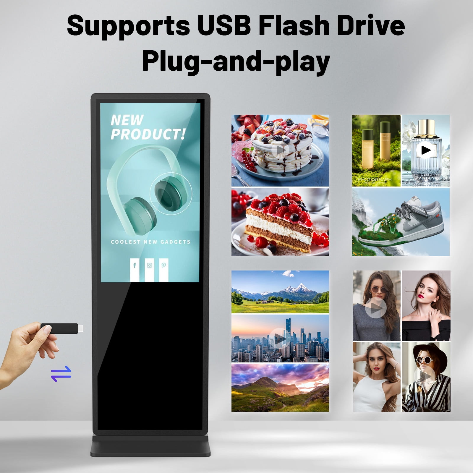 49 Inch Indoor Floor Standing Digital Signage Advertising