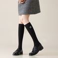 thumbnail image 2 of Xijirk Womens Knee High Socks Black Bow Embroidered Cotton Crew Socks Size:One Size, 2 of 4