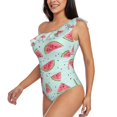 thumbnail image 3 of Yiaed Watermelon Print Women One Piece Swimsuits Tummy Control One Shoulder Bathing Suits Pattern Ruffle Swimwear-XX-Large, 3 of 8