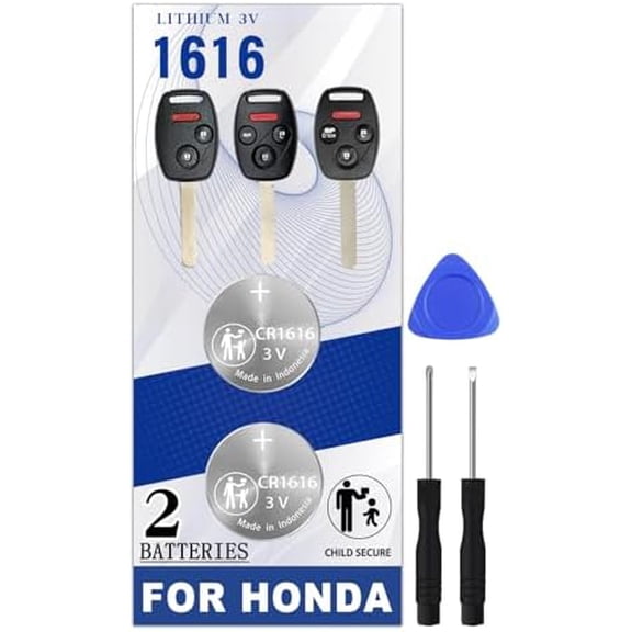 CR1616 Key Fob Battery Replacement for Honda (2005-2017) Civic Accord CR- CR-V Pilot Odyssey Insight Crosstour Element etc Head Key Fobs