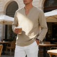 thumbnail image 7 of Men's Cotton Linen V Neck Shirt Casual Long Sleeve Solid Color Summer Beach Tops, 3XL, 7 of 7