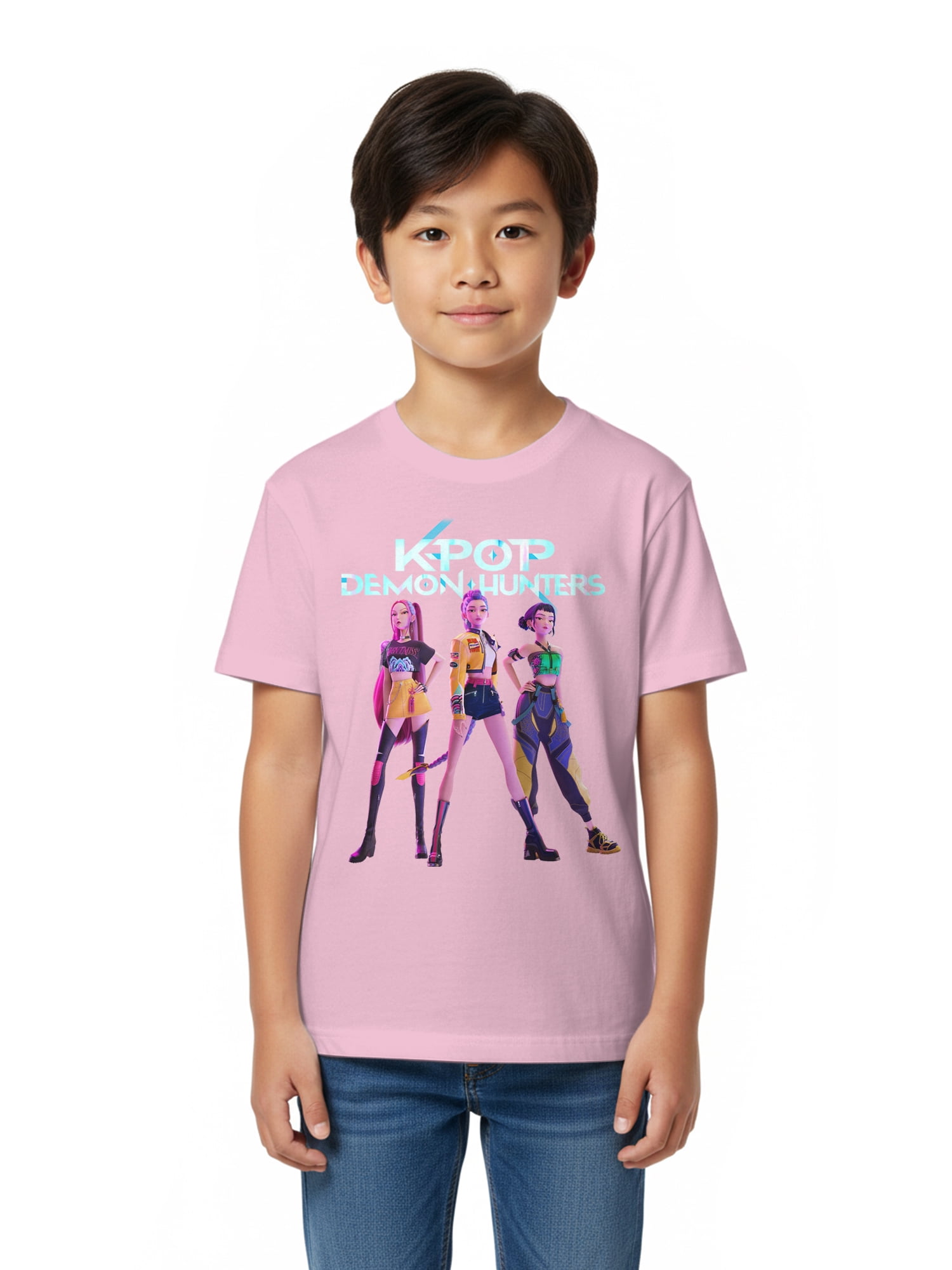 K-Pop Demon Hunters Boys' Graphic 2-Piece Set T-Shirts, Candy Pink and Light Birch, Sizes 4-18