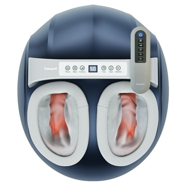 Tranqwil Foot Massager Machine with Deep Tissue Massage Heat, Vibration, and Compression, Up to Size 11 (Blue)