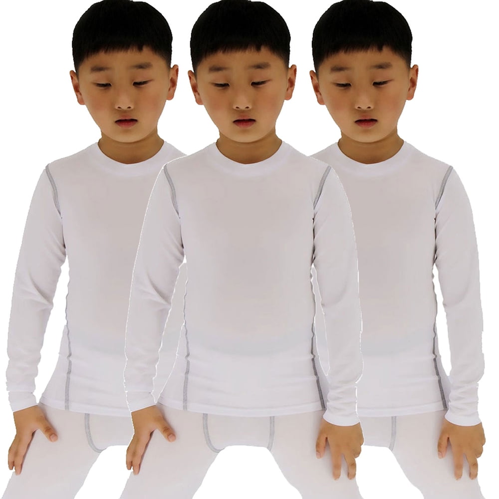 3 Pack Youth Boys Compression Shirt Football Undershirt Long Sleeve