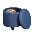 thumbnail image 2 of Confort Concepts Designs4confort Pouf de Rangement Accent Rond en Tissu Bleu, 2 of 3