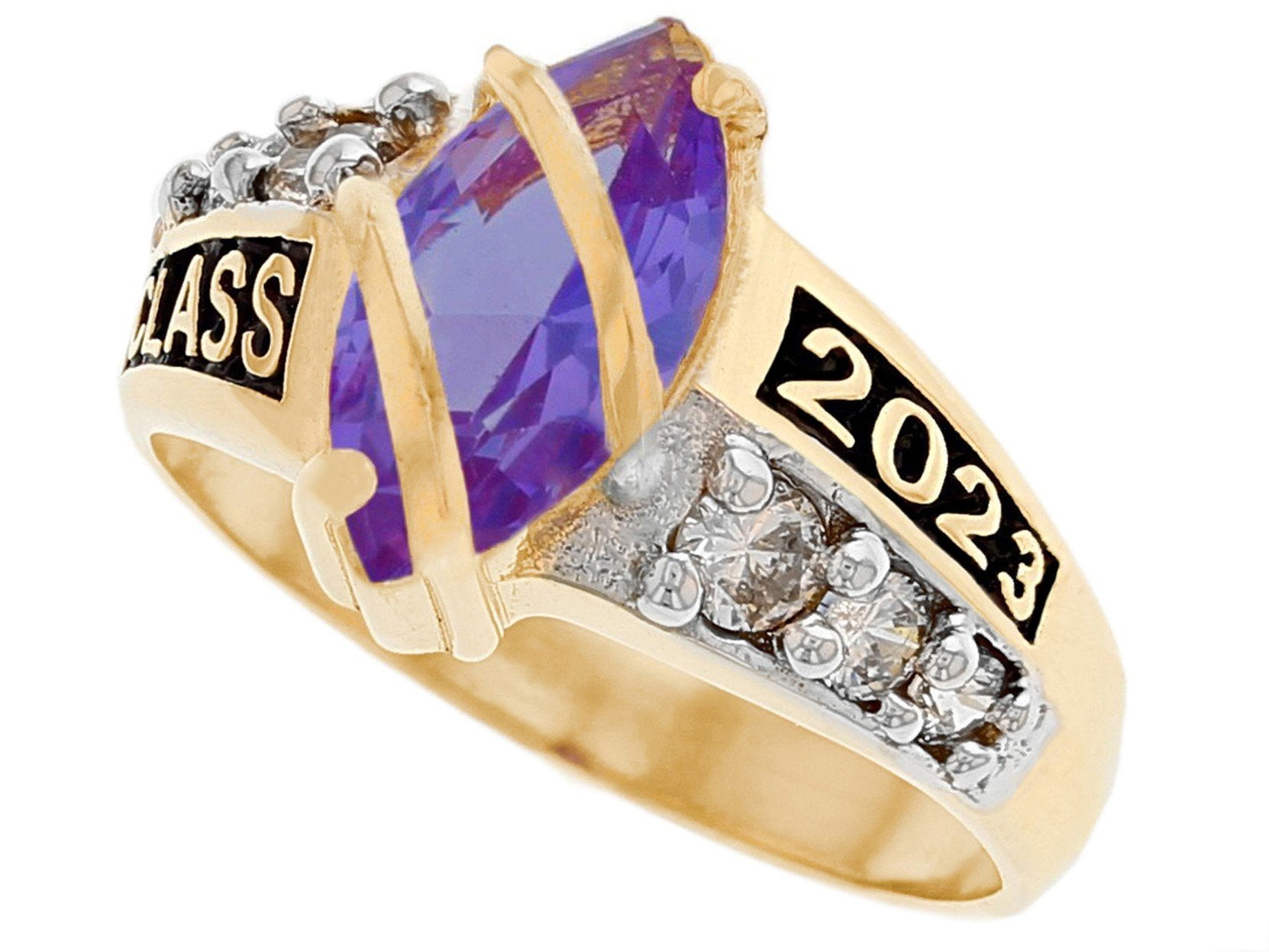 10k Yellow Gold Simulated Amethyst February Birthstone 2023 Class