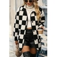 thumbnail image 5 of Women's Black Checkered Fleece Jacket with Side Pockets | [ZhiHiMeRi] | (US 20-22)2XL, 5 of 12
