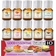 Good Essential Sweet Scents Fragrance Oil Set - 10 pack Bulk Holiday Gift Oils for Aromatherapy Diffusers, Candle and Soap Making - Vanilla, Coconut, Sugar Cookie, Cotton Candy, Fall Spice and more