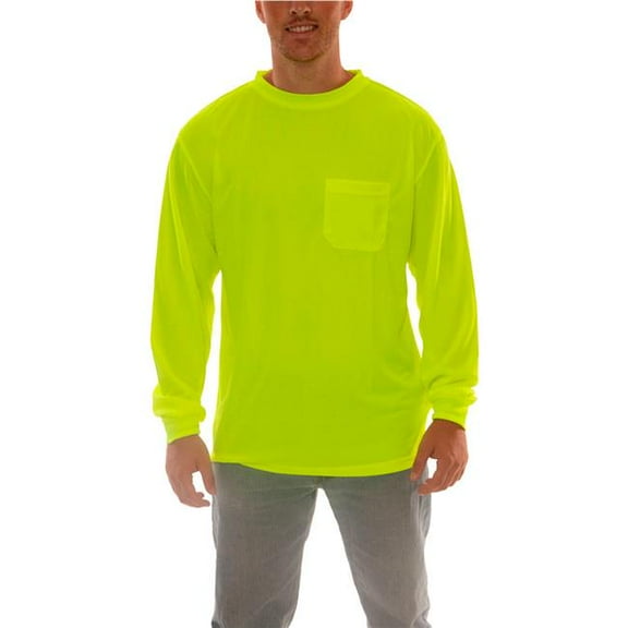 Tingley Rubber B2399256 Enhanced Visibility Long Sleeve T-Shirt 1 Pocket - Fluorescent Lime - Small