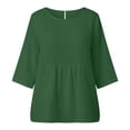 thumbnail image 5 of Maplenight Peplum Blouses for Women Cotton Crew Neck Half Sleeve Tops Office Casual Work Summer Shirts, 5 of 5