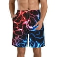 thumbnail image 1 of Fotbe Red And Blue Lightning Trajes de Baño Estampados para Hombre, Shorts de Verano de Secado Rápido, Ropa de Playa, Bañadores-3X-Large, 1 of 6