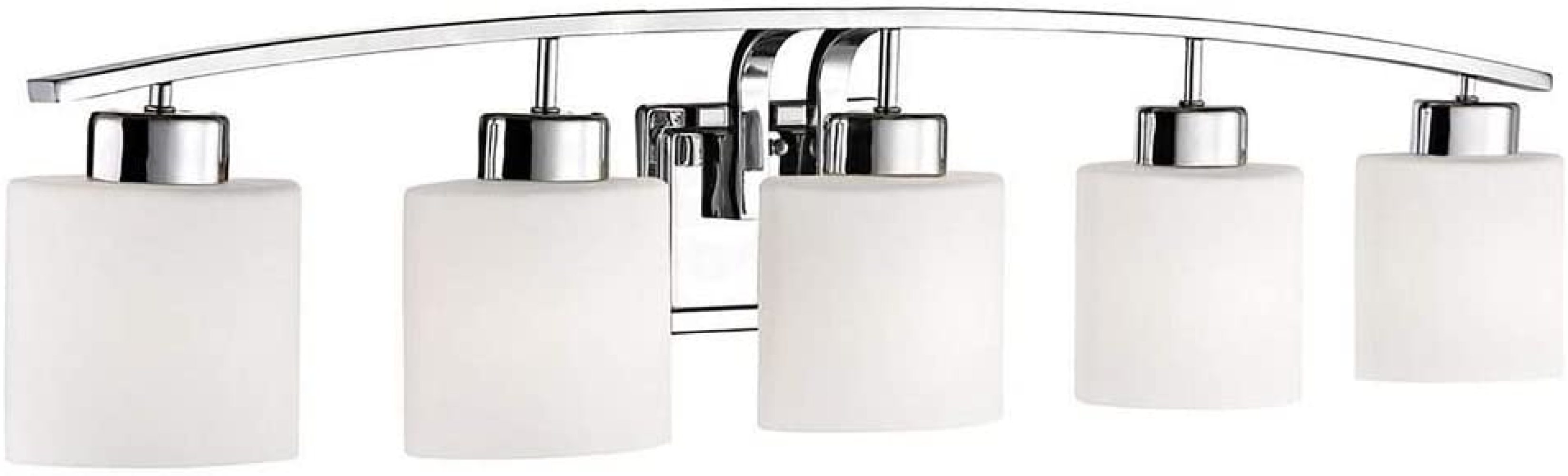 5Light Bathroom Wall Mounted Light with White Oval Glass and Chrome