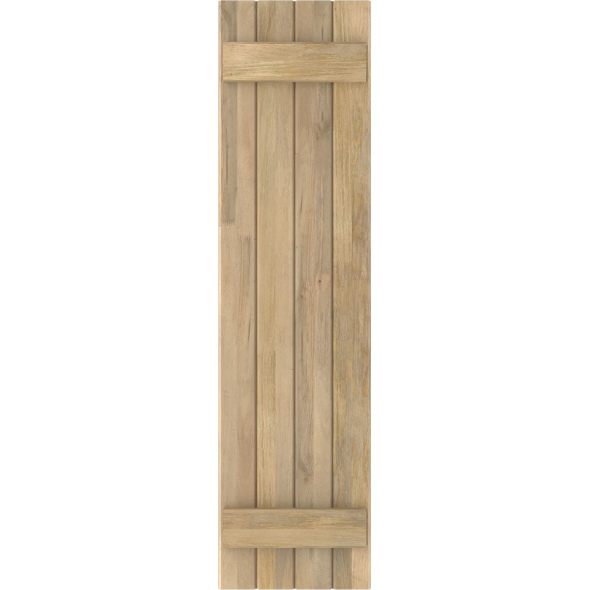 Ekena Millwork 14"W x 68"H Americraft Four Board (2 Batten) Exterior Real Wood Joined Board-n-Batten Shutters (Per Pair), Unfinished