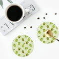 thumbnail image 4 of Honeii Avocado With Leaf And Flower print Leather Coaster Set of 4, ideal for safeguarding your furniture from drinks spills and effortless cleanup-Round Shape, 4 of 6