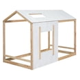 thumbnail image 5 of Bellemave Twin Size House Floor Bed , Wood Montessori Bed With Roof and Window, Wood Montessori BedAntique White）, 5 of 13