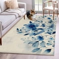 thumbnail image 2 of Blue Ombre Floral Large Area Rugs for Bedroom Living Room, Soft Non Slip Carpet Bedside Rug, Spring Elegant Flowers Beige Rustic Rectangular Floor Cover Kitchen Accent Rug 4'x6' for Office, 2 of 9