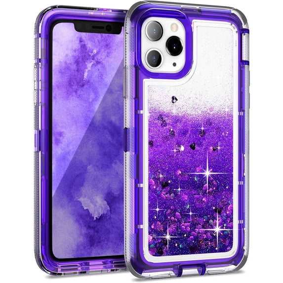 iPhone 11Pro Case, Cellularvilla Glitter Heavy Duty Girly Liquid Bling Quicksand 3 in 1 Hybrid Shockproof Hard Bumper Soft Clear Rubber Protective Cover For Apple iPhone 11 Pro