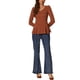 thumbnail image 2 of INSPIRAR CHIC Camisetas de Mujer de Manga Larga con Cuello Redondo Camisas Peplum Casual XS Marrón, 2 of 6