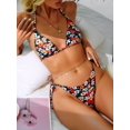 thumbnail image 2 of Bikini ZAFUL Triangle de 2 piezas, halter, corte alto, negro, estampado floral S, 2 of 5