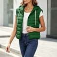 thumbnail image 4 of Cmfcve Womens Plus Size Zip up Puffer Vest Hooded Sleeveless Padded Jacket Coat Solid Winter Warm Outwear, 4 of 9