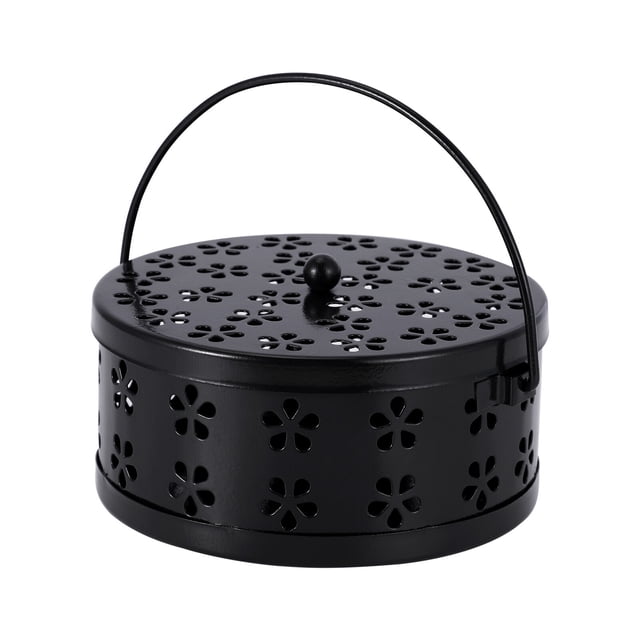 Caja para quemar bobinas antimosquitos con cubierta sweethay estante de sándalo ignífugo Negro