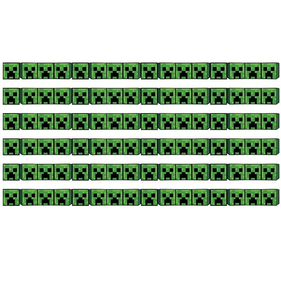 Eureka Minecraft Creeper Lineup Wide Trim, 37 Feet Per Pack, 6 Packs