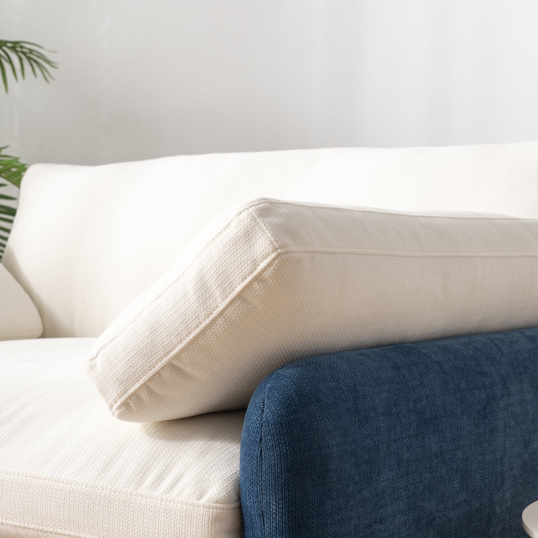 Leumius 50" Oversized Single Sofa Chair, Upholstered Chenille Accent Chair with Wide and Deep Seat, Modern Comfy Armchair,with Pillows for Living Room,Apartment,Bedroom,Blue+Cream